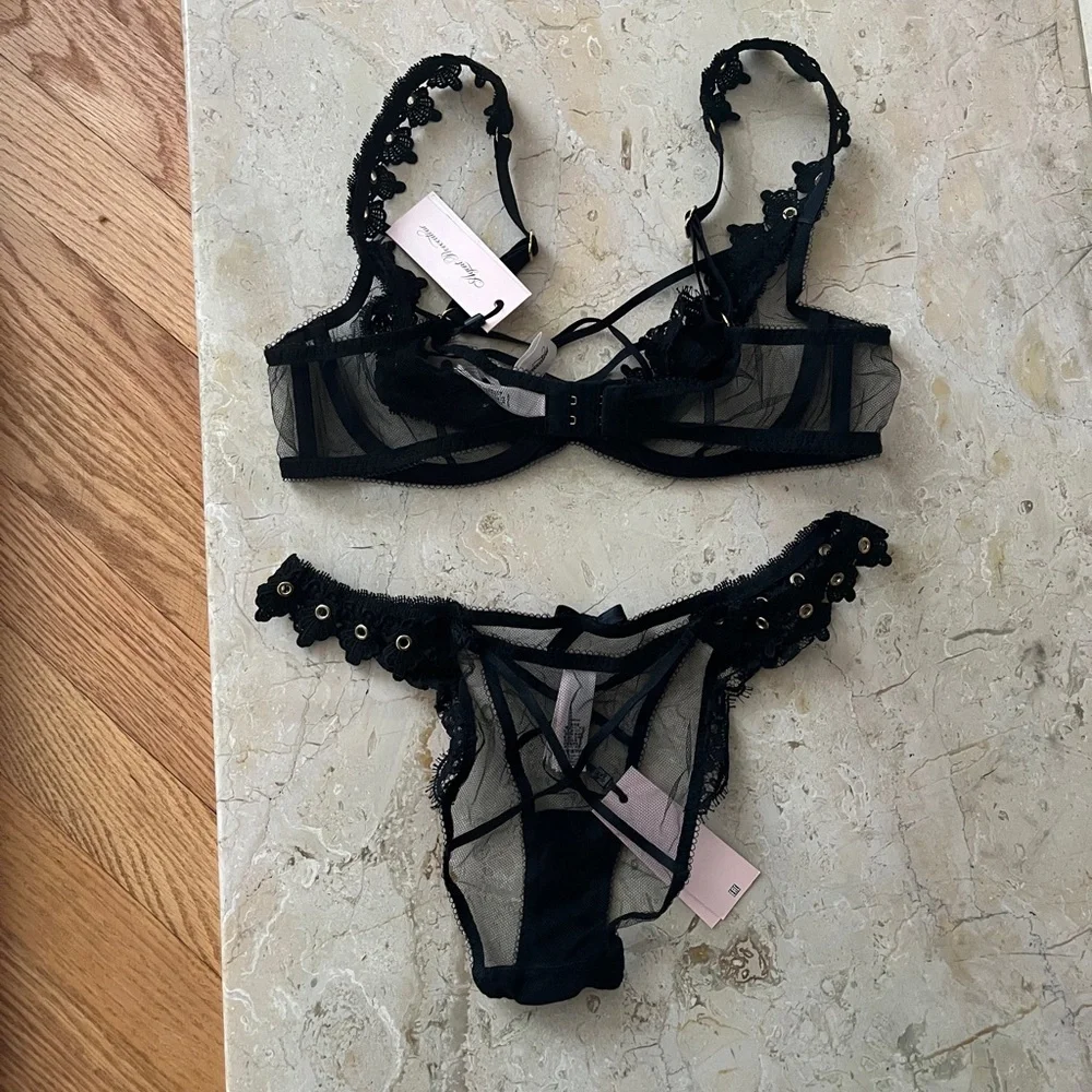 Agent provocateur sexy black lingerie set tie up corset bra and knickers - Picture 2 of 4